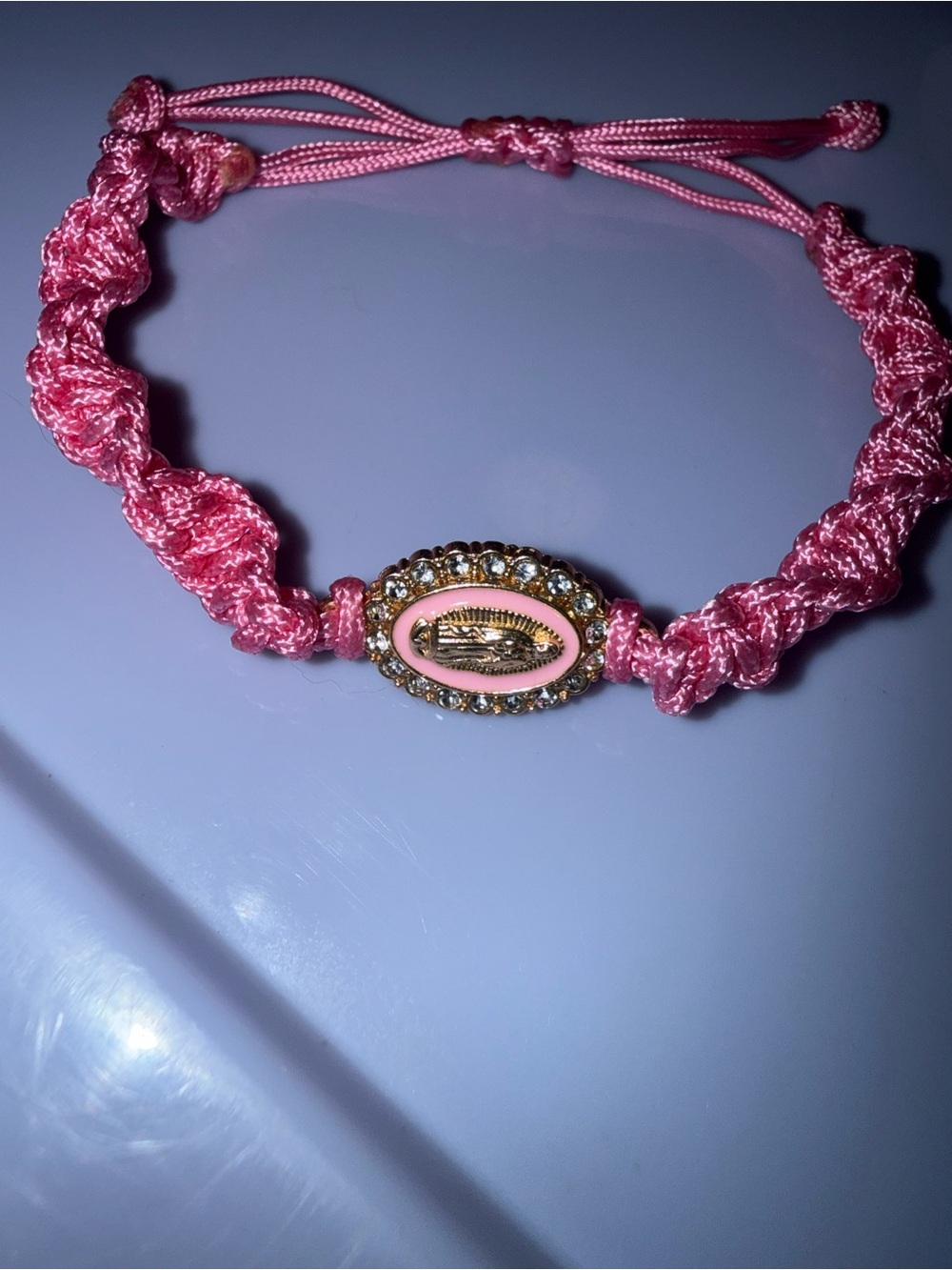 Handmade Pink Braided Crystal Accent Women's Bracelet